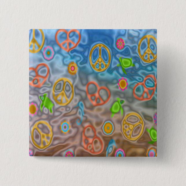 Retro 60er Friedlich Ocean Life Apparel Geschenke Button (Vorderseite)
