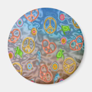 Retro 60er Friedlich Ocean Life Apparel Geschenke Magnet