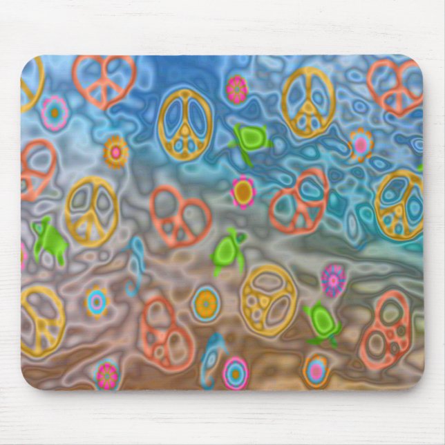 Retro 60er Friedlich Ocean Life Apparel Geschenke Mousepad (Vorne)