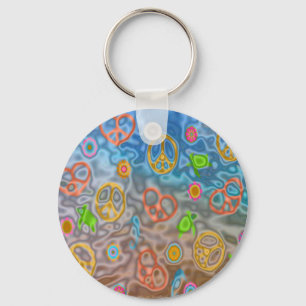 Retro 60er Friedlich Ocean Life Apparel Geschenke Schlüsselanhänger