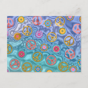 Retro 60er Friedlich Ocean Waves Apparel Geschenke Postkarte