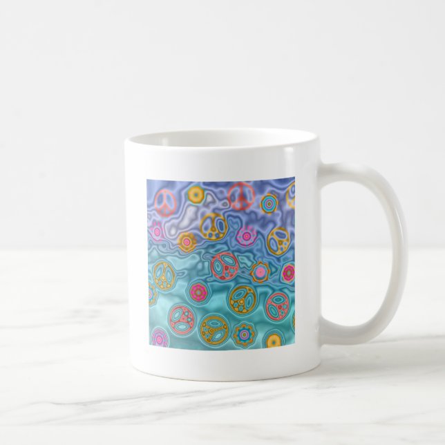 Retro 60er Friedlich Ocean Waves Apparel Geschenke Tasse (Rechts)