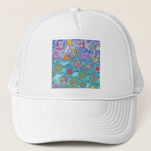 Retro 60er Friedlich Ocean Waves Apparel Geschenke Truckerkappe