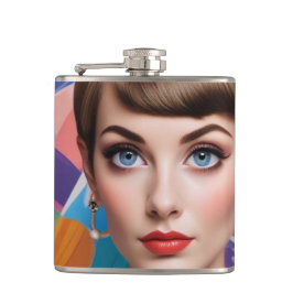 Retro 60er Girl Vinyl Wrapped Flask Flachmann