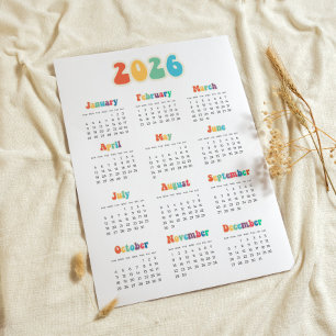 Retro 60er Hippie 2026 Kalender Poster