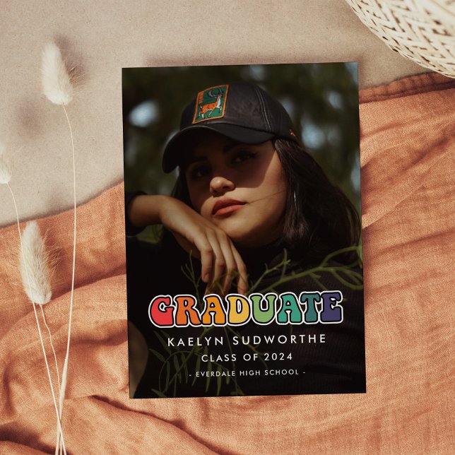 Retro 60er Hippie Spaß Abschluss Foto Ankündigung (Von Creator hochgeladen)