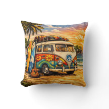Retro 60er Hippie-Strandbus Sonnenuntergang | Surf