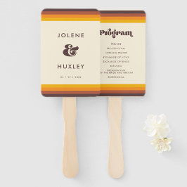 Retro 60er Hochzeitsprogramm in Vintagen Farben Fächer