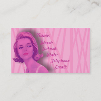 Retro 60er Jahre Babyrosa Friseure Visitenkarte