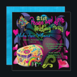 Retro 60er Jahre Frieden und Liebe 21. Geburtstag  Einladung<br><div class="desc">Feiern Sie ihren 21. Geburtstag mit einer "Peace and Liebe Retro" Geburtstagsparty im Hippie-Stil.</div>