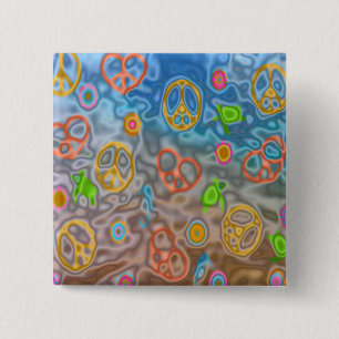 Retro 60er Jahre Friedliches Ozeanleben Bekleidung Button