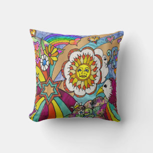 Retro 60er Jahre Psychedelisches Sonnenschein Adle Kissen