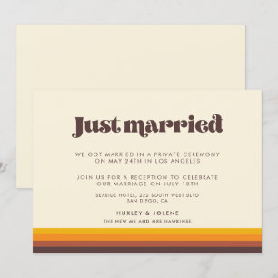 Retro 60er Jahre Vintage-Farben Gerade geheiratet Einladung