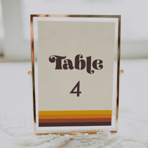Retro 60er Jahre Vintage-Farben Hochzeit Tischnummer