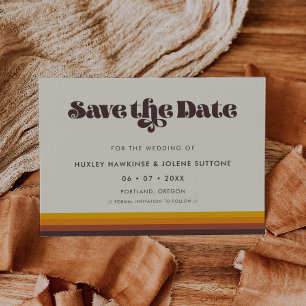 Retro 60er Jahre Vintage-Farben Save-the-Date-Einl Save The Date