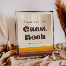 Retro 60er Jahre Vintage Schild unser Gästebuch Ho