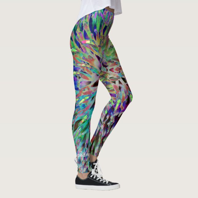 Retro 60er Jewel Tones Abstrakt, Personalisiert Na Leggings (Rechts)