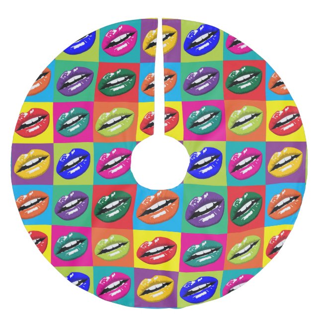 Retro 60er  Lips Pop Kultur Polyester Weihnachtsbaumdecke (Vorderseite)