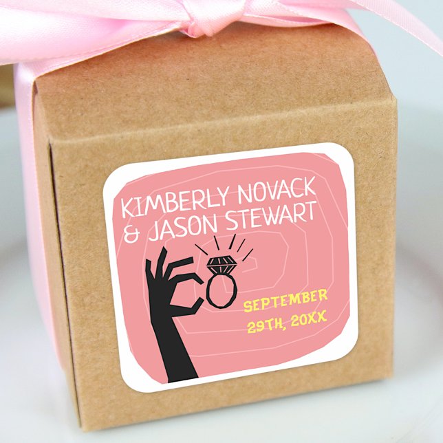 Retro 60er Mitte des Jahrhunderts - Moderne Hochze Quadratischer Aufkleber (Von Creator hochgeladen)