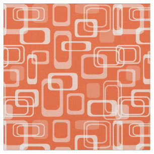Retro 60er Mod, orange abgerundete Quadrat-Muster Stoff