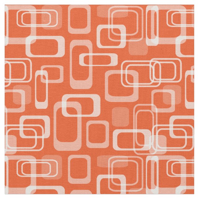 Retro 60er Mod, orange abgerundete Quadrat-Muster Stoff (Nahaufnahme)
