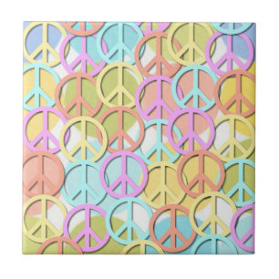 Retro 60er Pastel Peace Symbols MOD Tiles Fliese