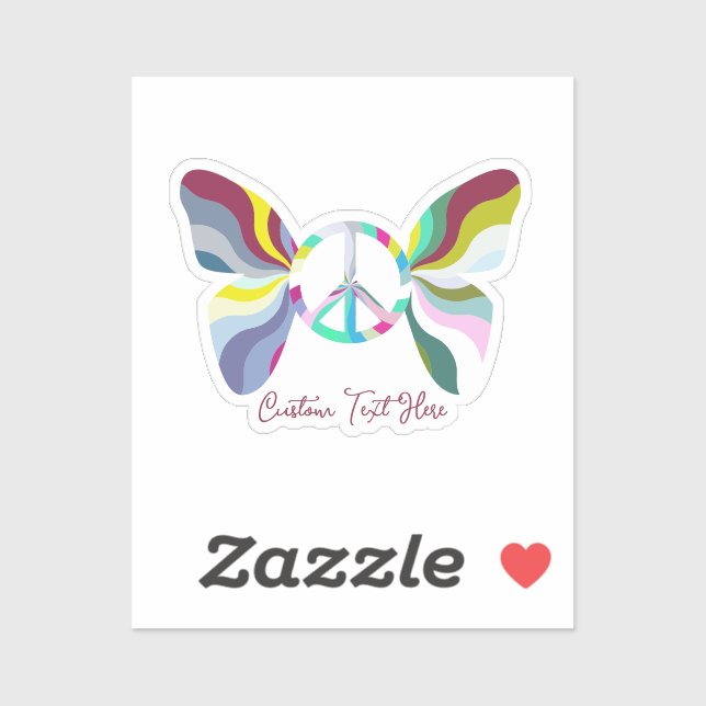 Retro 60er Peace Sign Butterfly Regenbogenfarben R Aufkleber (Blatt)