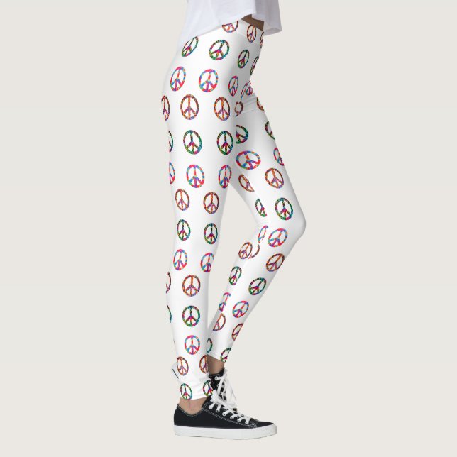 Retro 60er Peace Sign Multi-Color Yoga Leggings (Rechts)
