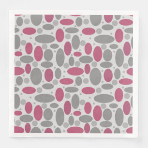 Retro, 60er, Polka Punkte, grau und rosa Serviette