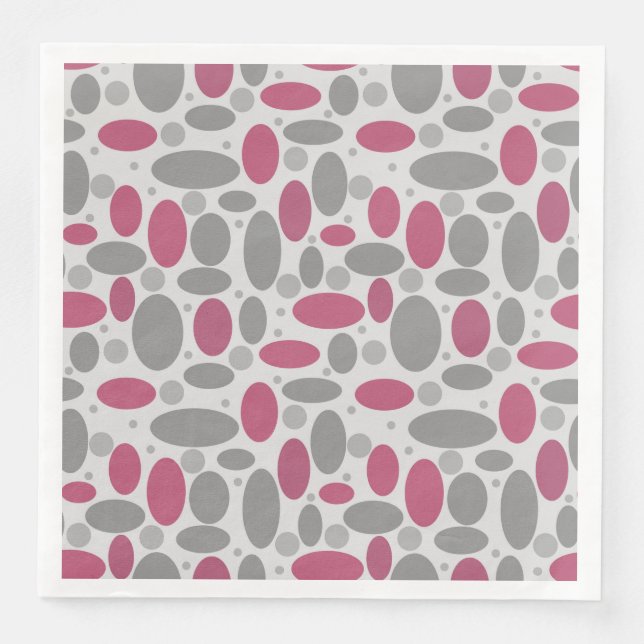 Retro, 60er, Polka Punkte, grau und rosa Serviette (Vorderseite)