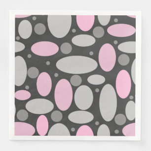 Retro, 60er, Polka Punkte, grau und rosa Serviette