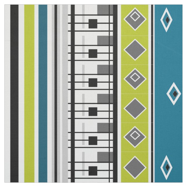 Retro, 60er, populär, Mode, blau, grün, geo Stoff (Muster)