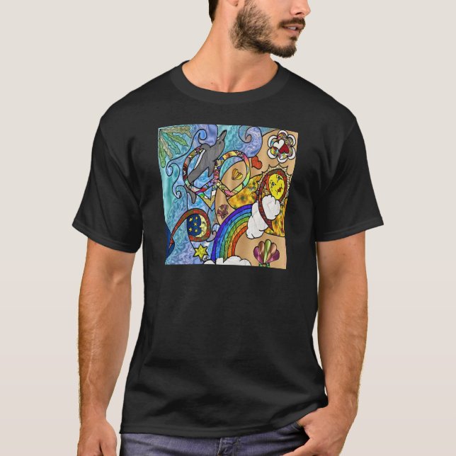 Retro 60er Psychedelic am Strand Geschenke Apparel T-Shirt (Vorderseite)