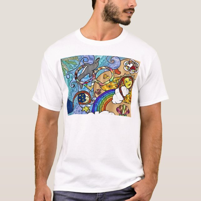 Retro 60er Psychedelic am Strand Geschenke Apparel T-Shirt (Vorderseite)