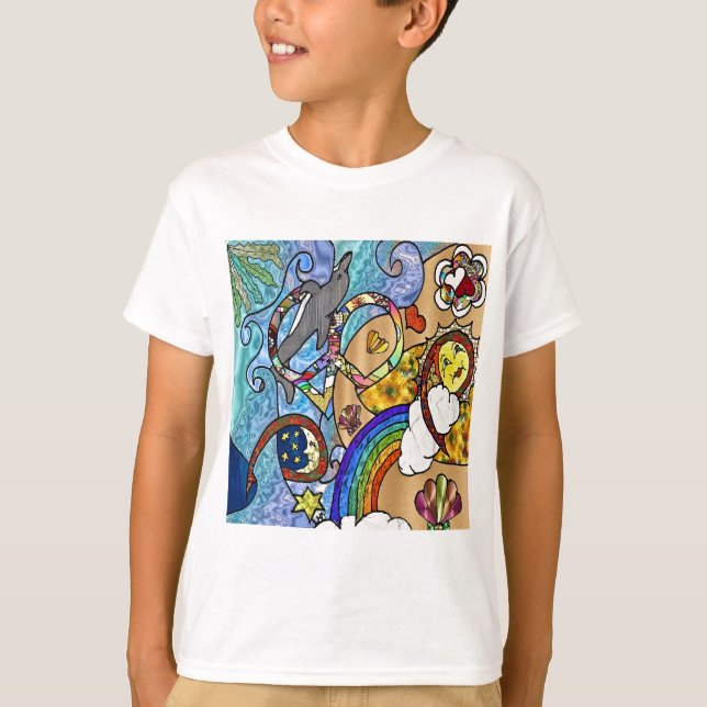 Retro 60er Psychedelic am Strand Geschenke Apparel T-Shirt (Vorderseite)