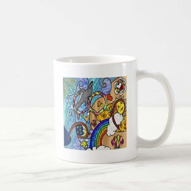 Retro 60er Psychedelic am Strand Geschenke Apparel Tasse (Rechts)