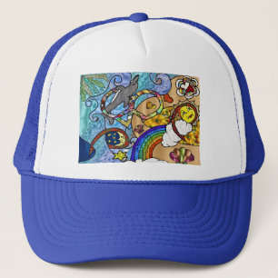Retro 60er Psychedelic am Strand Geschenke Apparel Truckerkappe