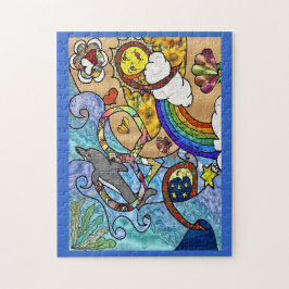 Retro 60er Psychedelic am Strand Puzzle