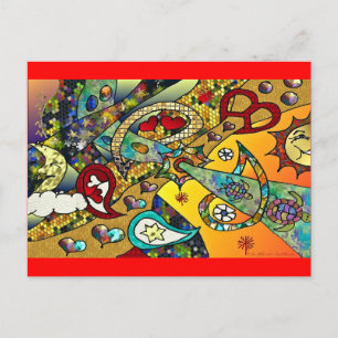 Retro 60er Psychedelic Cycle of Life Geschenke App Postkarte