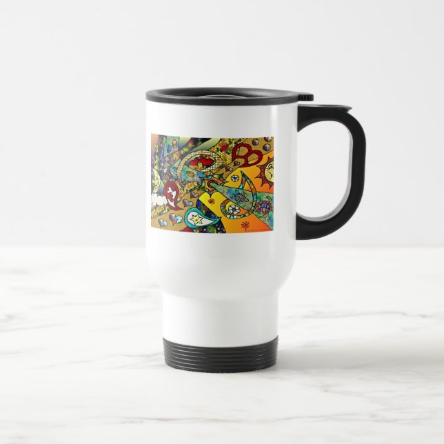Retro 60er Psychedelic Cycle of Life Geschenke App Reisebecher (Rechts)