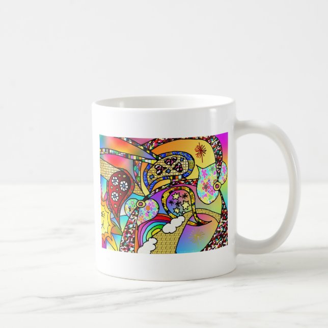 Retro 60er Psychedelic Hearts Paisley Gifts Appare Kaffeetasse (Rechts)