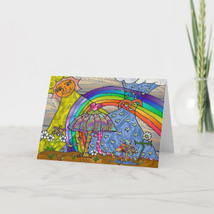 Retro 60er Psychedelic Magic Mushroom Card Karte