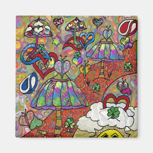 Retro 60er Psychedelic Magic Mushroom Magnet