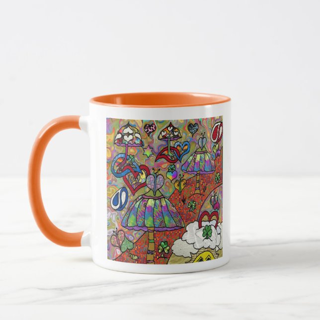 Retro 60er Psychedelic Magic Mushroom-Tasse Tasse (Links)
