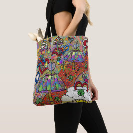 Retro 60er Psychedelic Magic Mushroom Tote Bag
