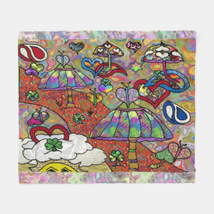 Retro 60er Psychedelic Magic Mushrooms Blanket Fleecedecke