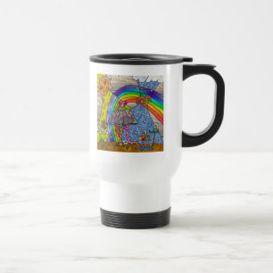 Retro 60er Psychedelic Magic Mushrooms Travel Mug Reisebecher
