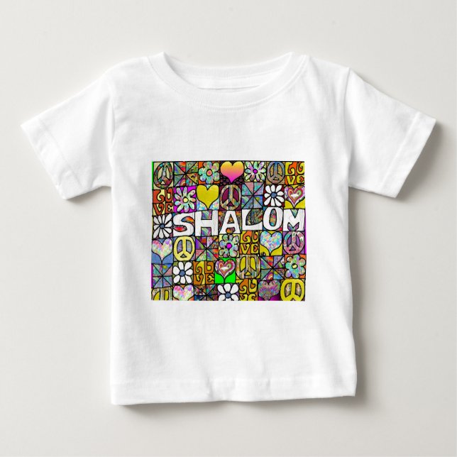 Retro 60er Psychedelic Shalom LIEBE Apparel Gesche Baby T-shirt (Vorderseite)