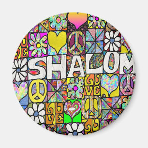 Retro 60er Psychedelic Shalom LIEBE Apparel Gesche Magnet