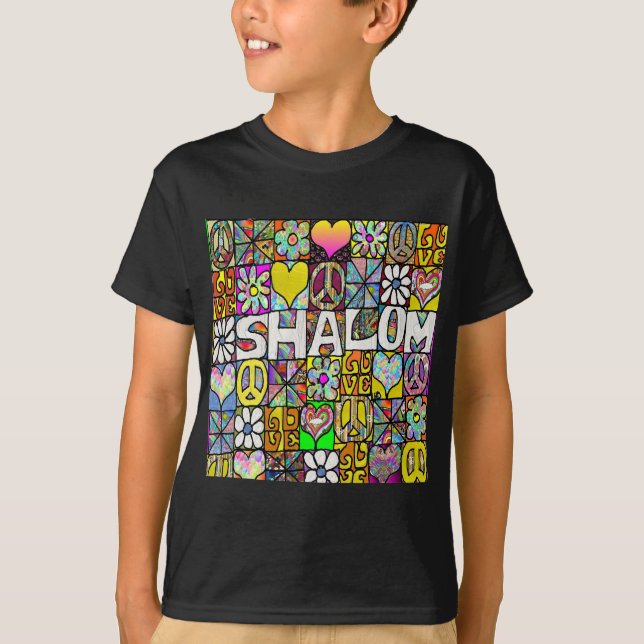 Retro 60er Psychedelic Shalom LIEBE Apparel Gesche T-Shirt (Vorderseite)